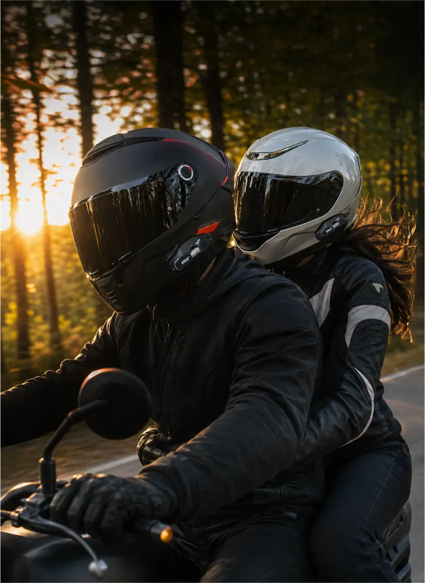 Viajes en moto con pasajero utilizando intercomunicadores EJEAS